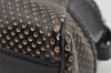 Authentic FENDI Etniko Hand Bag Punching Leather Enamel Black Junk 5738I