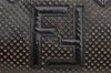 Authentic FENDI Etniko Hand Bag Punching Leather Enamel Black Junk 5738I