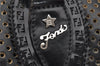 Authentic FENDI Etniko Hand Bag Punching Leather Enamel Black Junk 5738I