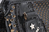 Authentic FENDI Etniko Hand Bag Punching Leather Enamel Black Junk 5738I