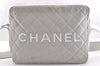 Authentic CHANEL Sports Line Matelasse Shoulder Bag Canvas Leather Gray 5743I