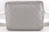 Authentic CHANEL Sports Line Matelasse Shoulder Bag Canvas Leather Gray 5743I