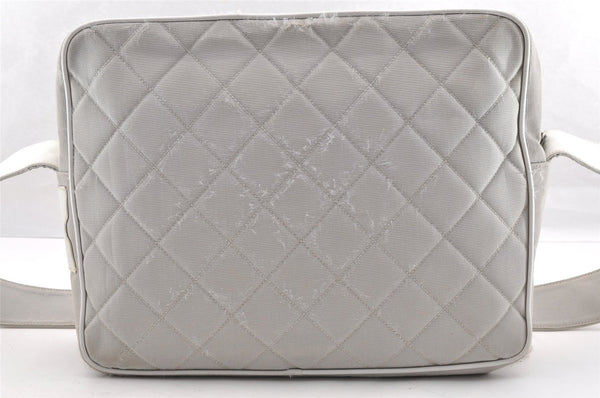 Authentic CHANEL Sports Line Matelasse Shoulder Bag Canvas Leather Gray 5743I