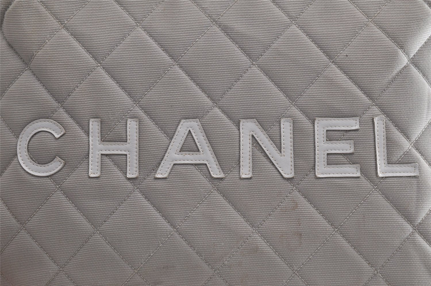 Authentic CHANEL Sports Line Matelasse Shoulder Bag Canvas Leather Gray 5743I