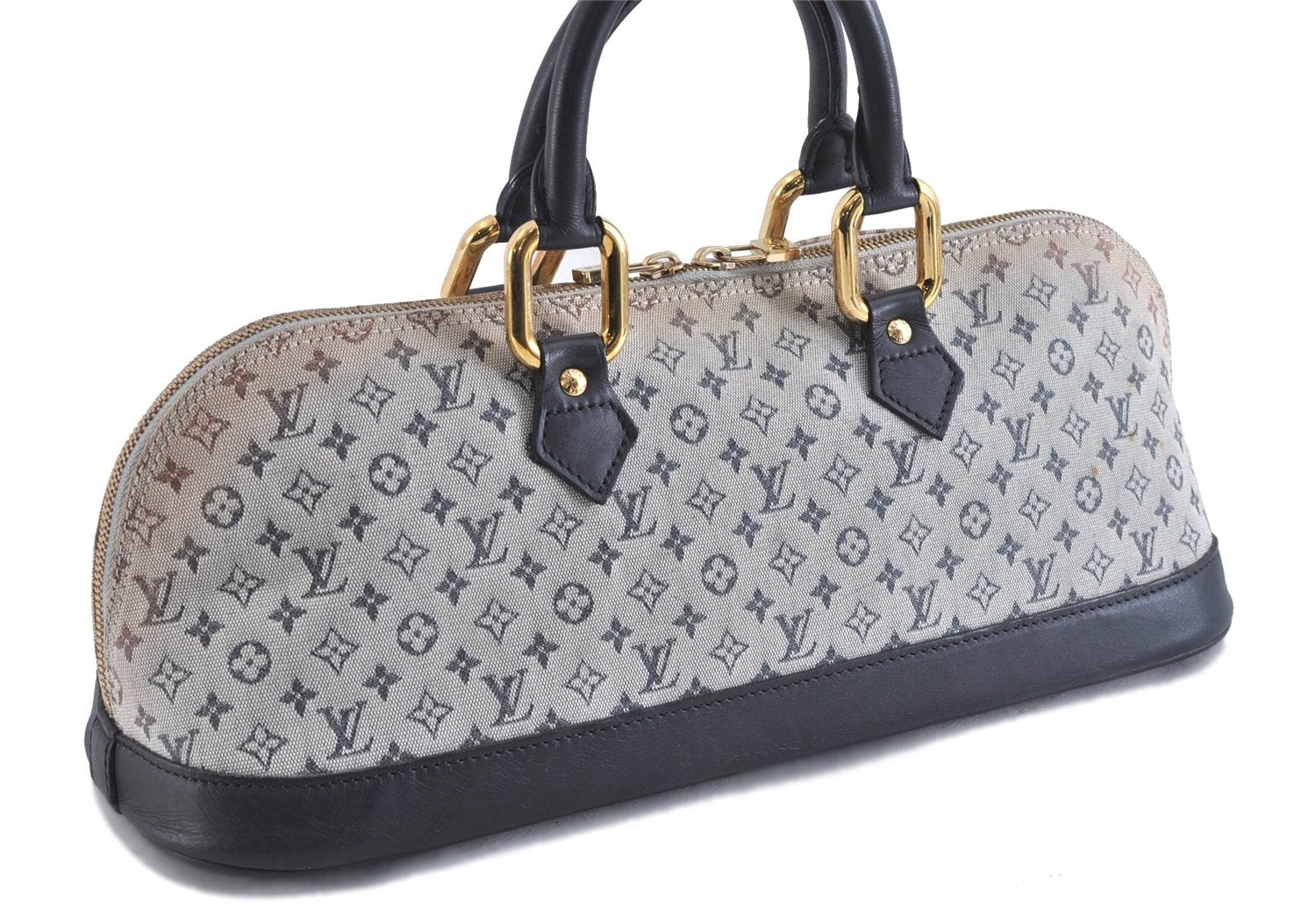 Authentic LOUIS VUITTON Monogram Mini Alma Ron Hand Bag Blue M92205 LV 5744C