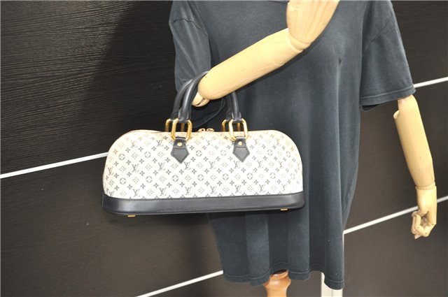 Authentic LOUIS VUITTON Monogram Mini Alma Ron Hand Bag Blue M92205 LV 5744C