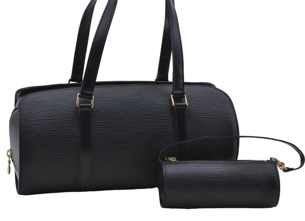 Authentic Louis Vuitton Epi Soufflot Black Hand Bag M52222 LV 5749D