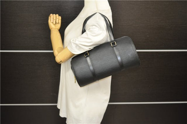 Authentic Louis Vuitton Epi Soufflot Black Hand Bag M52222 LV 5749D