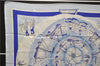 Authentic HERMES Carre 90 Scarf "COMPAGNONS DE MER" Silk Light Blue 5750D