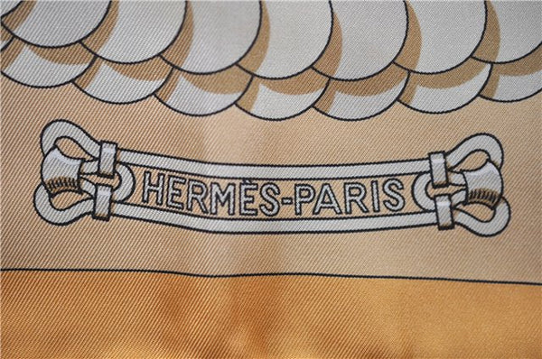 Authentic HERMES Carre 90 Scarf "KOSMIMA" Silk Orange 5751D