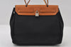 Authentic HERMES Her Bag PM & PM 2Way Shoulder Hand Bag Black Beige 5751I