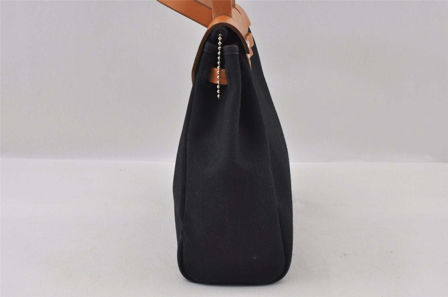 Authentic HERMES Her Bag PM & PM 2Way Shoulder Hand Bag Black Beige 5751I