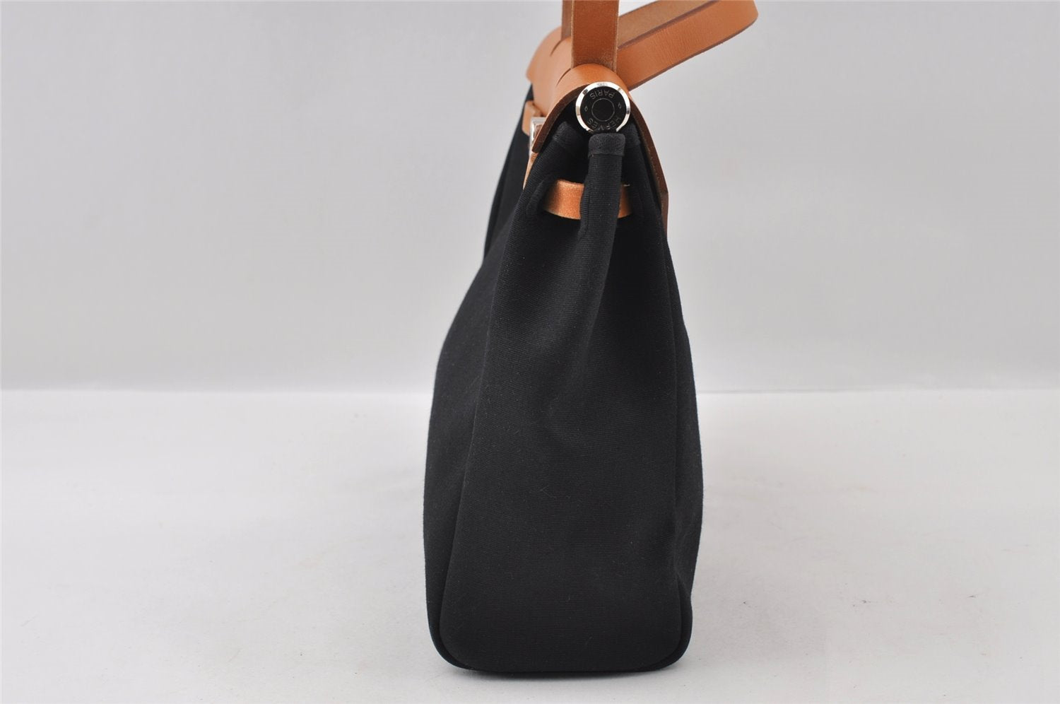 Authentic HERMES Her Bag PM & PM 2Way Shoulder Hand Bag Black Beige 5751I