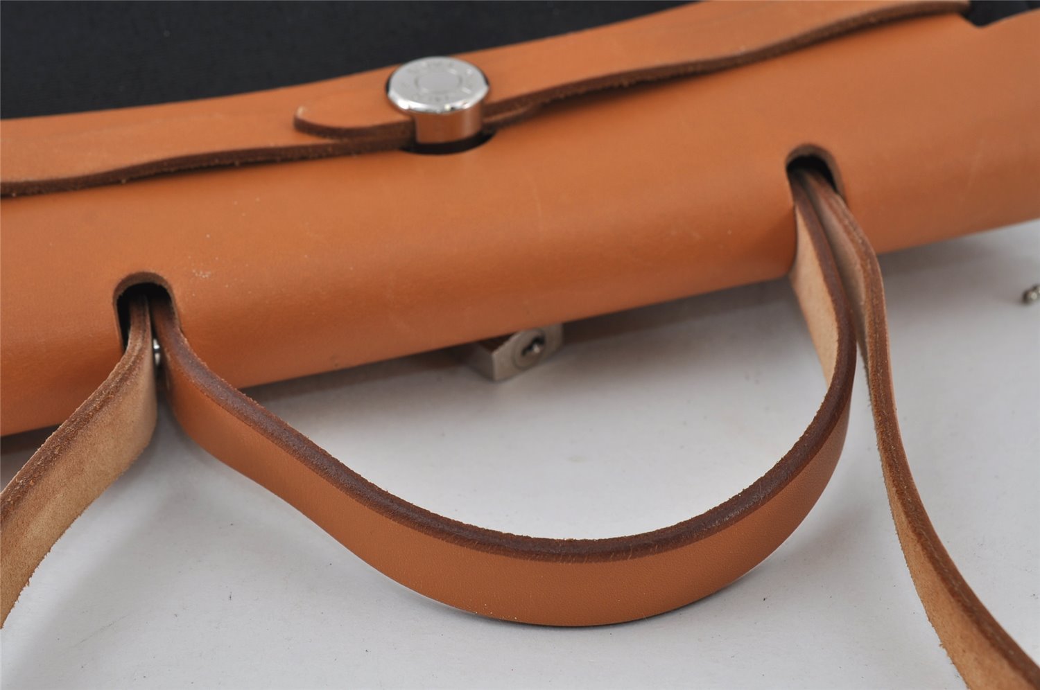 Authentic HERMES Her Bag PM & PM 2Way Shoulder Hand Bag Black Beige 5751I