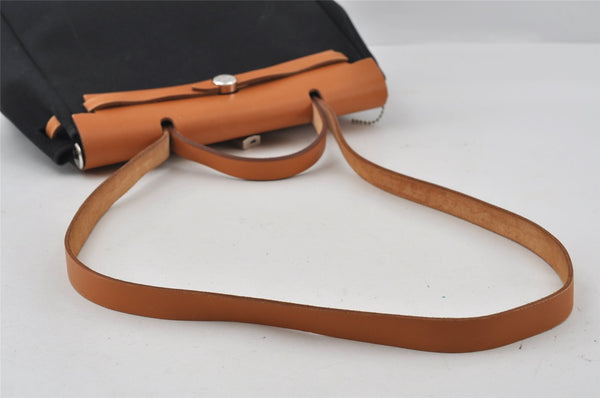 Authentic HERMES Her Bag PM & PM 2Way Shoulder Hand Bag Black Beige 5751I