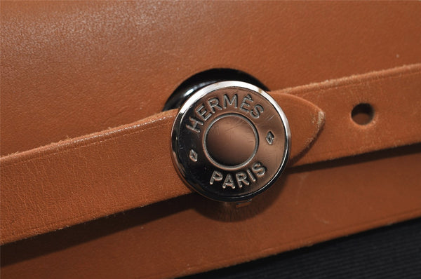 Authentic HERMES Her Bag PM & PM 2Way Shoulder Hand Bag Black Beige 5751I