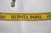 Auth HERMES Carre 90 Scarf "LA PROMENADE DE LONGCHAMPS" Silk White Box 5753D