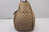 Authentic GUCCI Web Sherry Line Shoulder Tote Bag GG Canvas Leather Brown 5753I