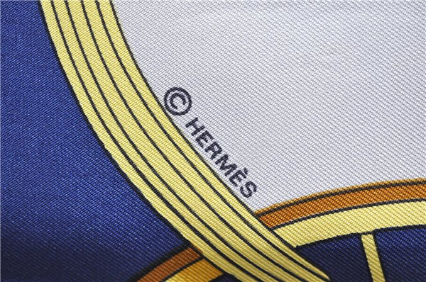 Authentic HERMES Carre 90 Scarf "SPRINGS" Silk Navy 5755D