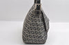 Authentic FENDI Zucchino Mamma Baguette Shoulder Bag Canvas Leather Navy 5755I