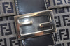 Authentic FENDI Zucchino Mamma Baguette Shoulder Bag Canvas Leather Navy 5755I