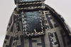 Authentic FENDI Zucchino Mamma Baguette Shoulder Bag Canvas Leather Navy 5755I