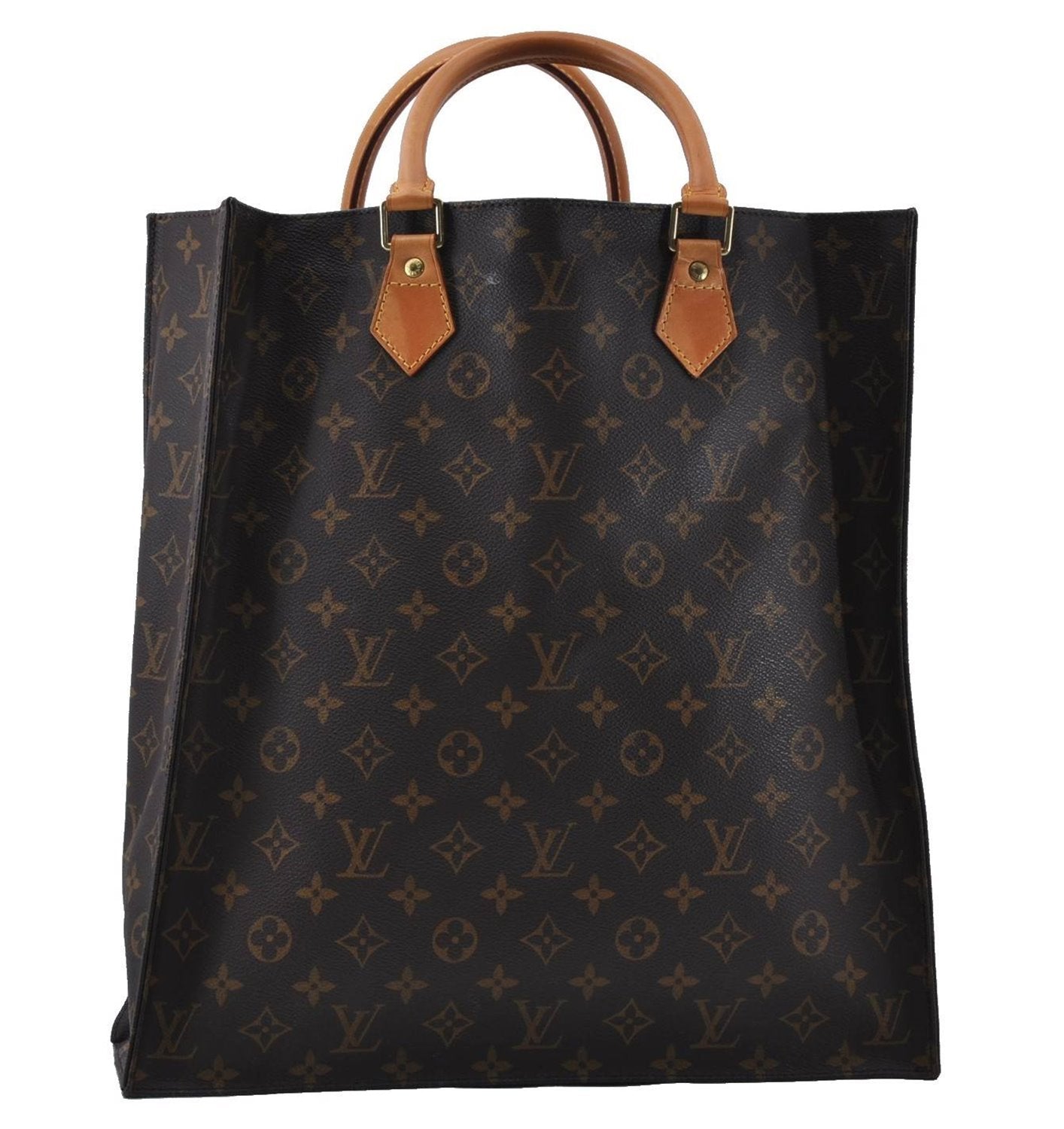 Authentic LOUIS VUITTON Monogram Sac Plat Hand Bag M51140 LV 5756C