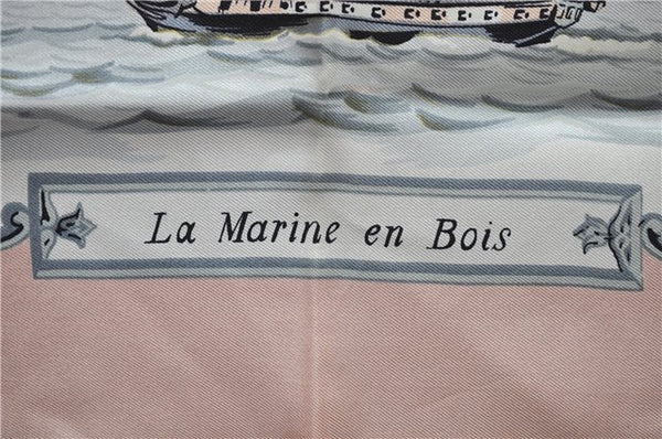 Authentic HERMES Carre 90 Scarf "La Marine en Bois" Silk Pink 5756D