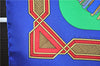 Authentic HERMES Carre 90 Scarf "CUIRS DU DESERT" Silk Blue 5756F