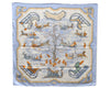 Authentic HERMES Carre 90 Scarf "Traineaux et glifsades" Silk Light Blue 5758D