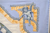 Authentic HERMES Carre 90 Scarf "Traineaux et glifsades" Silk Light Blue 5758D