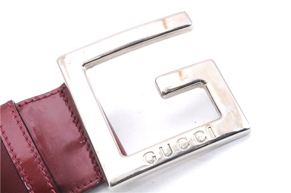 Authentic GUCCI Vintage Enamel Belt Size 70cm 27.6" Bordeaux Red 5759E