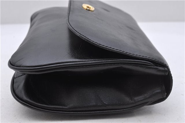 Authentic CELINE Clutch Hand Bag Purse Leather Black 5760D