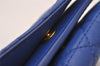 Authentic Christian Dior Cannage Leather Trifold Wallet Purse Blue CD 5763I