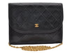 Authentic CHANEL Calf Skin Matelasse Chain Shoulder Cross Bag Black CC 5764I