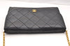 Authentic CHANEL Calf Skin Matelasse Chain Shoulder Cross Bag Black CC 5764I