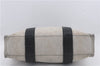 Authentic HERMES Sac Arne Shoulder Hand Bag Canvas Leather Ivory Black 5766D