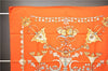 Authentic HERMES Carre 90 Scarf "PARURES DES SABLES" Silk Orange Box 5766F