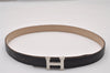 Authentic HERMES Mini Constance Leather Belt Size 65cm 25.6" Black Beige 5767I