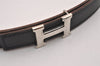 Authentic HERMES Mini Constance Leather Belt Size 65cm 25.6" Black Beige 5767I