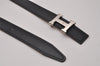 Authentic HERMES Mini Constance Leather Belt Size 65cm 25.6" Black Beige 5767I