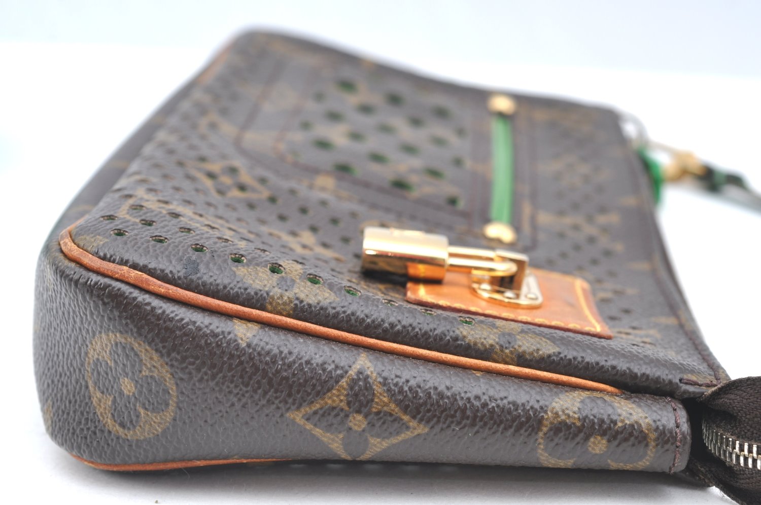 Auth Louis Vuitton Monogram Perforated Pochette Accessoires M95184 Pouch 5769I