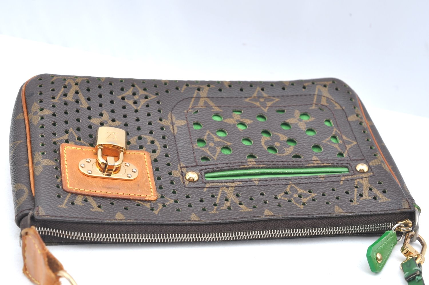 Auth Louis Vuitton Monogram Perforated Pochette Accessoires M95184 Pouch 5769I