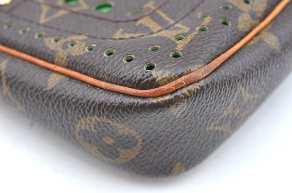 Auth Louis Vuitton Monogram Perforated Pochette Accessoires M95184 Pouch 5769I