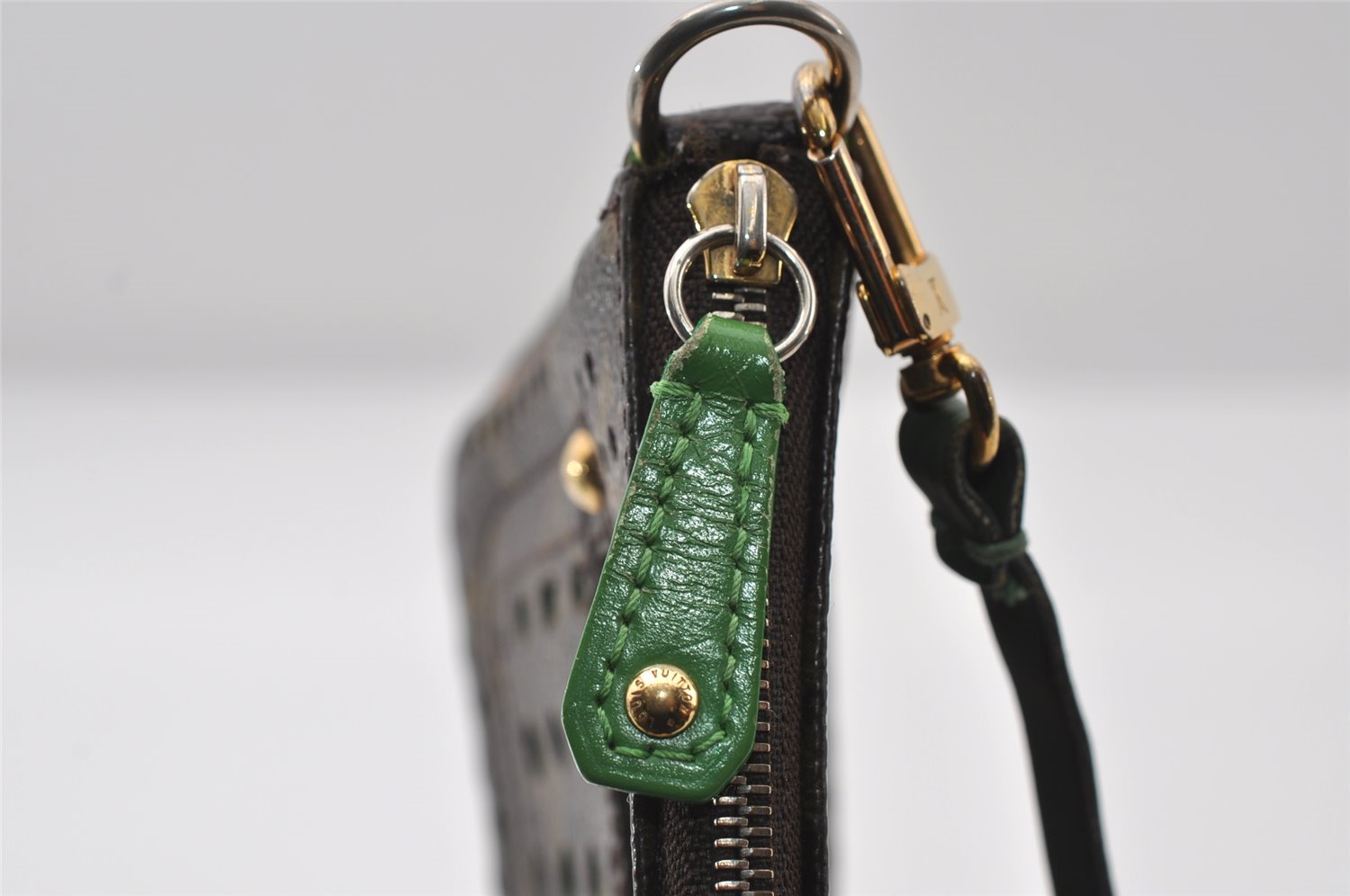 Auth Louis Vuitton Monogram Perforated Pochette Accessoires M95184 Pouch 5769I