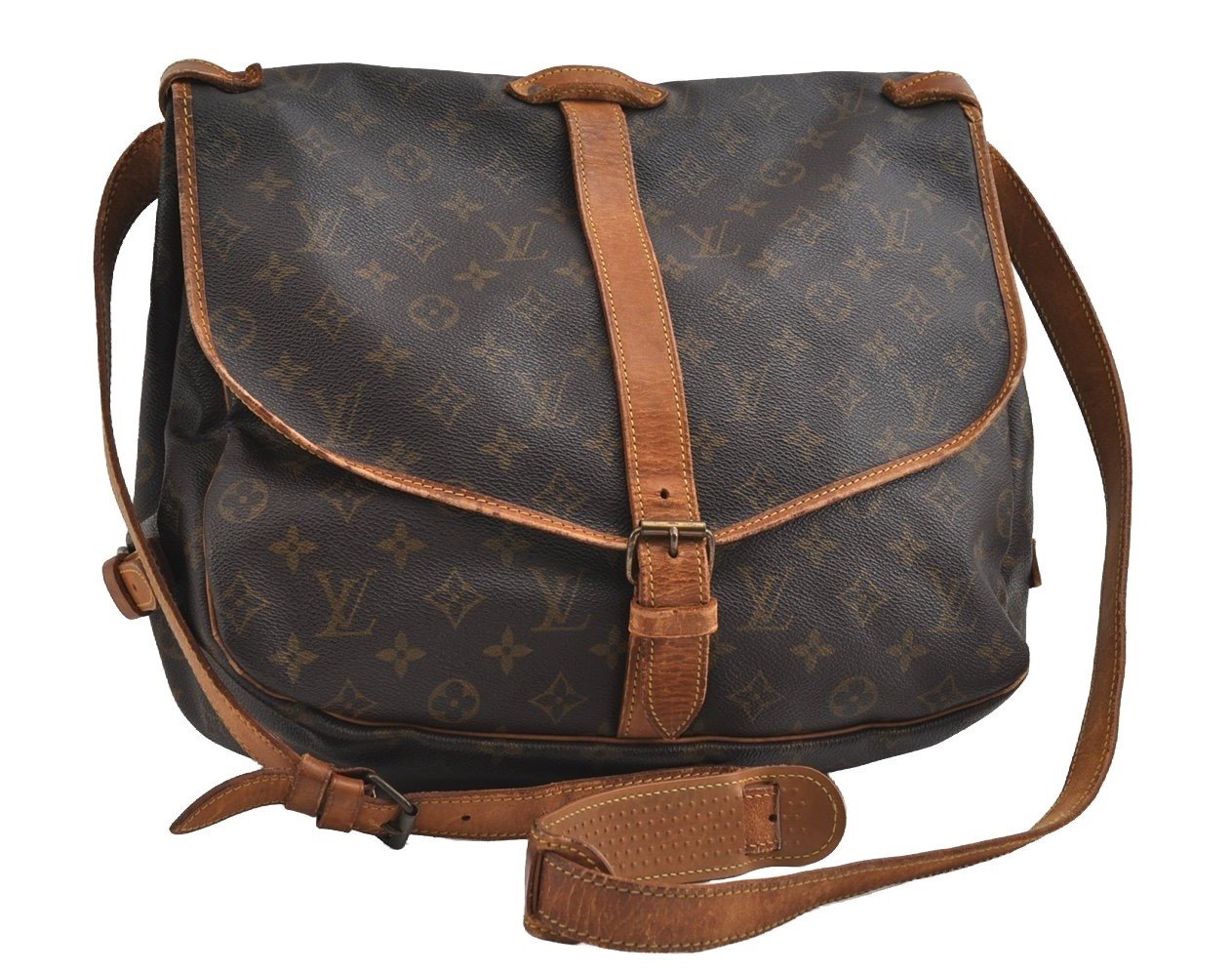 Authentic Louis Vuitton Monogram Saumur 35 Shoulder Cross Bag M42254 LV 5770I