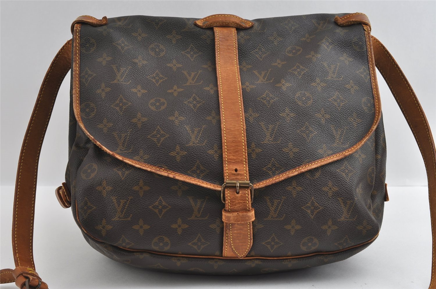 Authentic Louis Vuitton Monogram Saumur 35 Shoulder Cross Bag M42254 LV 5770I