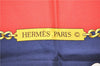 Authentic HERMES Carre 90 Scarf "MANEGE" Silk Red 5774D