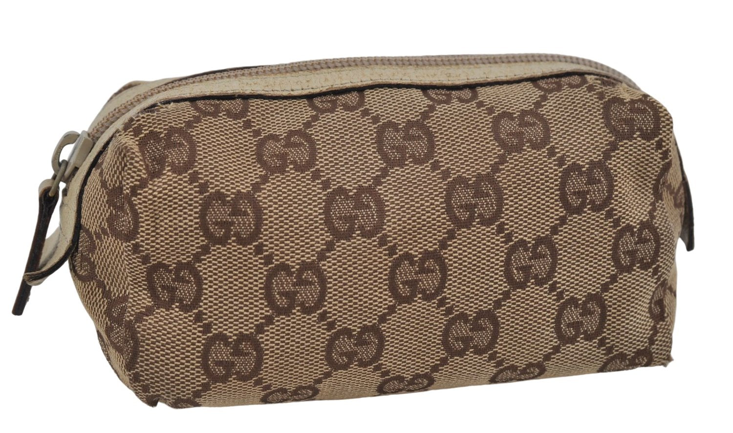 Authentic GUCCI Pouch Purse GG Canvas Leather 29596 Brown 5776D