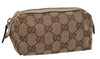Authentic GUCCI Pouch Purse GG Canvas Leather 29596 Brown 5776D